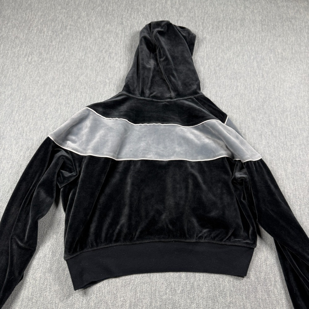 Nike‎ Hoodie Womens Large Black Velour Chevron Cropped Pullover Sweatshirt - Picture 7 of 8